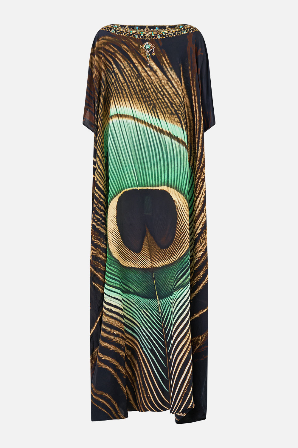 The CAMILLA Round Neck Kaftan in Print A Wink to the Wild. Ghost View Back
