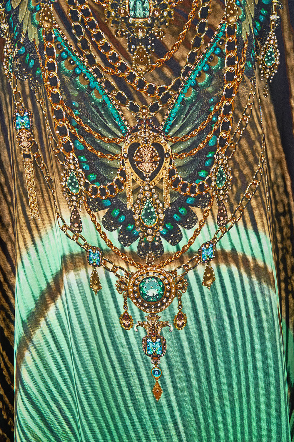 The CAMILLA Round Neck Kaftan in Print A Wink to the Wild. Ghost View