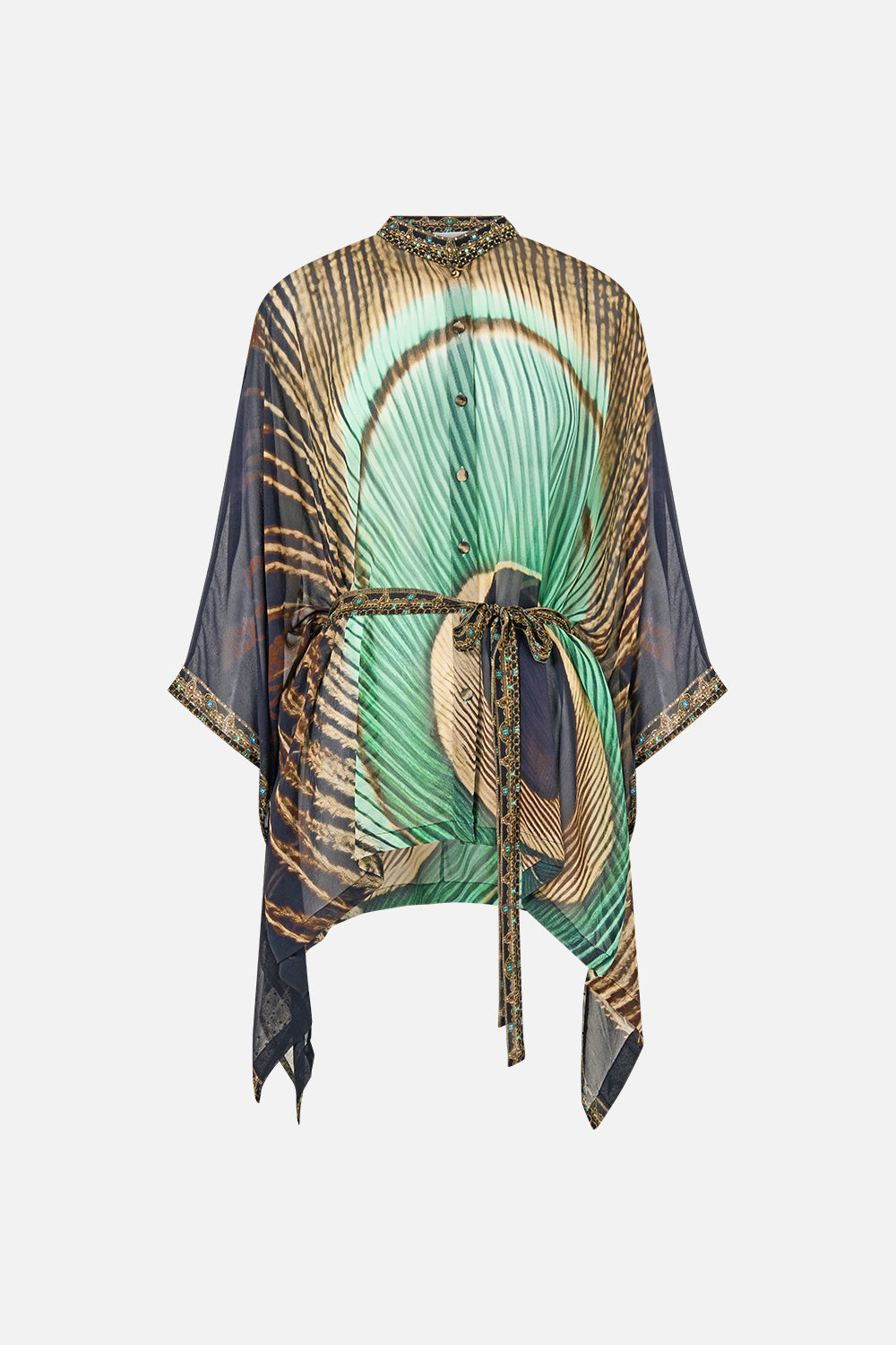 The Button Through Scarf Blouse in print A Wink To The Wild