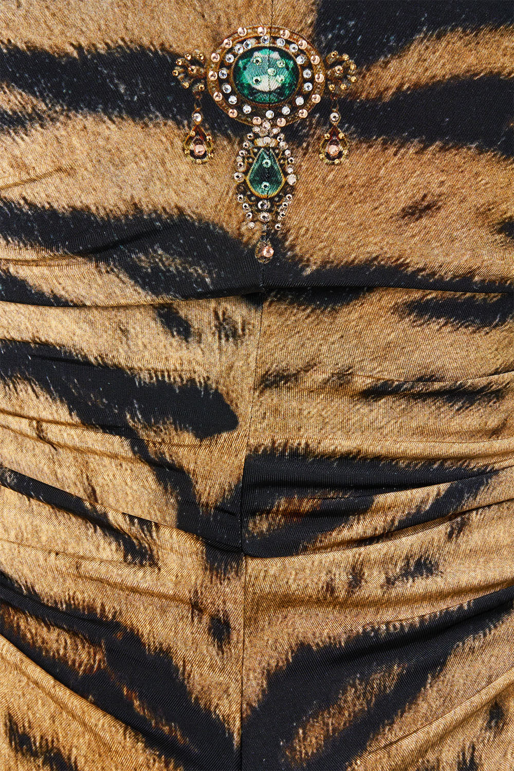 The Strapless Jersey Dress With Silk Panel in print A Wink To The Wild