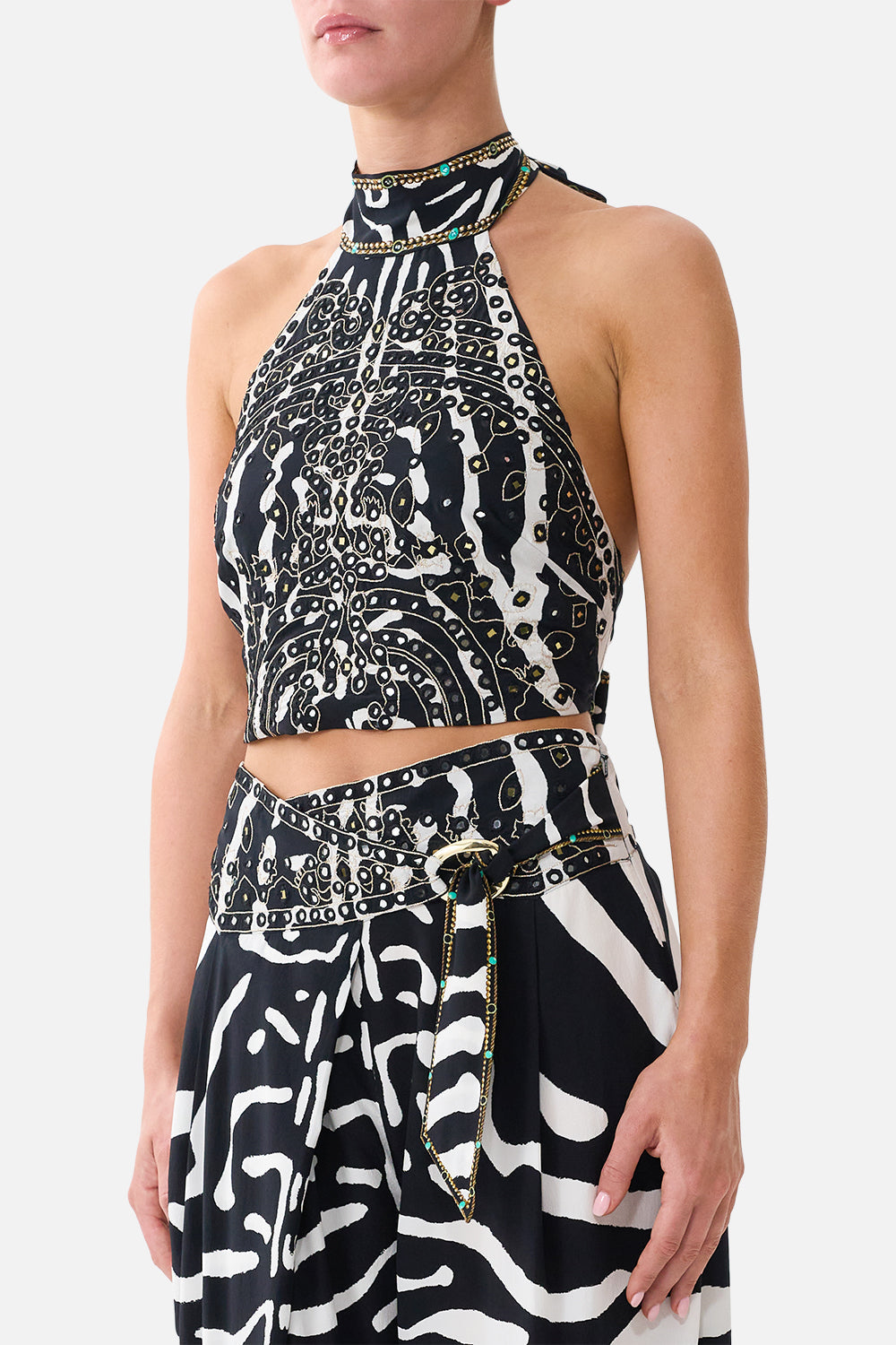 The Halter Tie Back Top in print Zig Zag Zoo