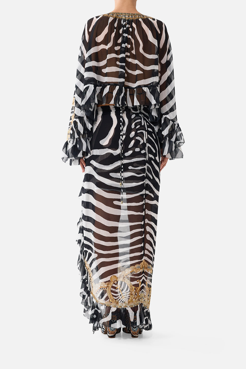 The Crop Ruffle Top in print Zig Zag Zoo