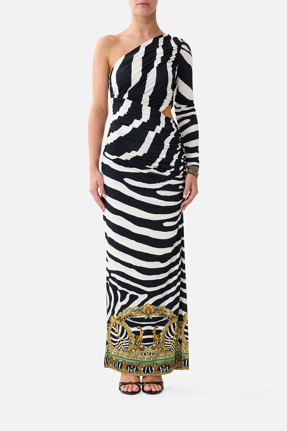 The One Shoulder Jersey Cut Out Dress in print Zig Zag Zoo