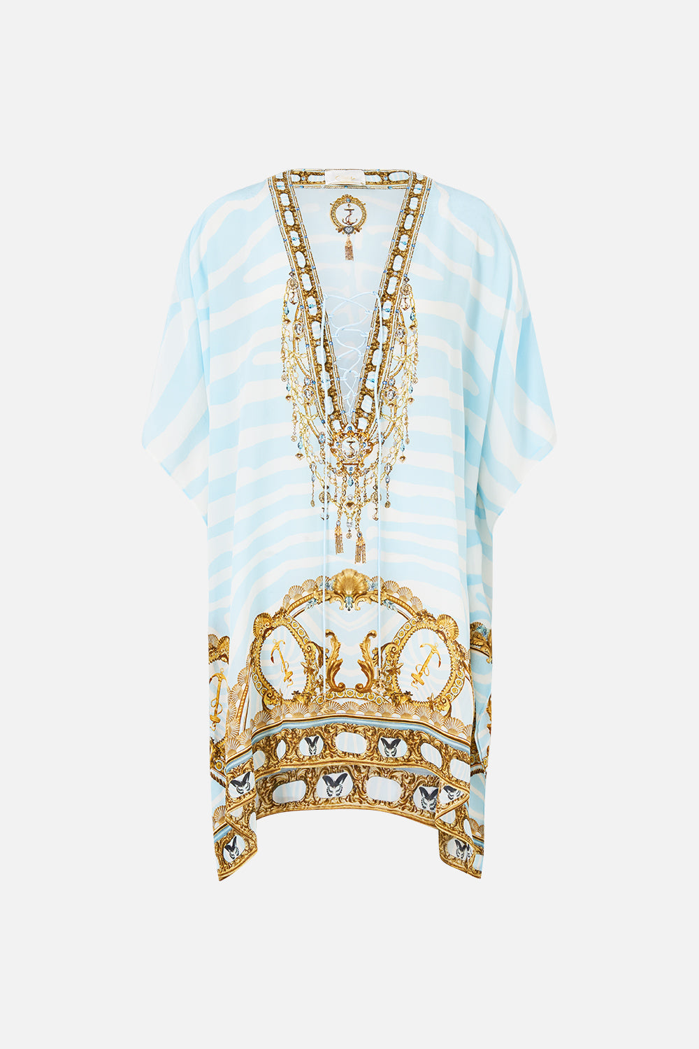 The Short Lace Up Kaftan in print Spirit Of Stripes