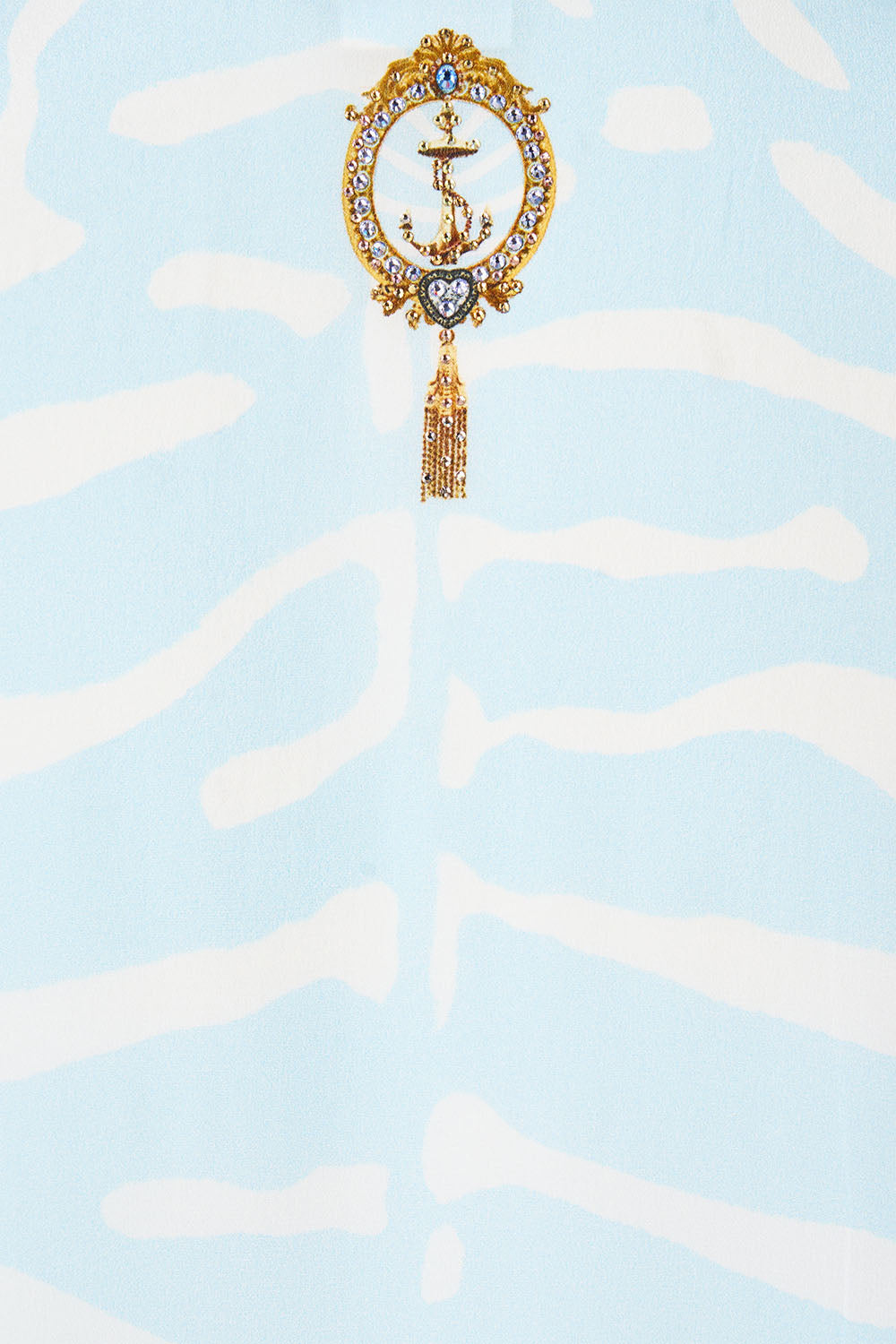 The CAMILLA Short Lace Up Kaftan in our Spirit of Stripes print, fabric detail.