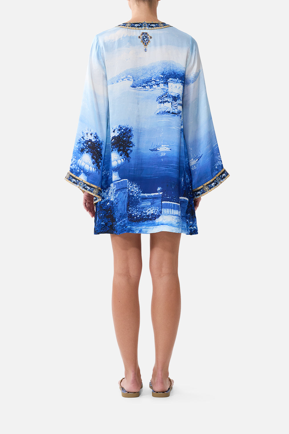 The Sweet Sacre Bleu Deep V Neck Hardware Short Kaftan