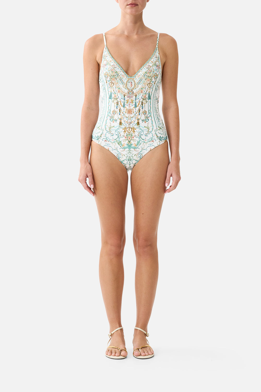 The Ballad Of The Bibliotheque V Neck Underwire One Piece With Scoop Back