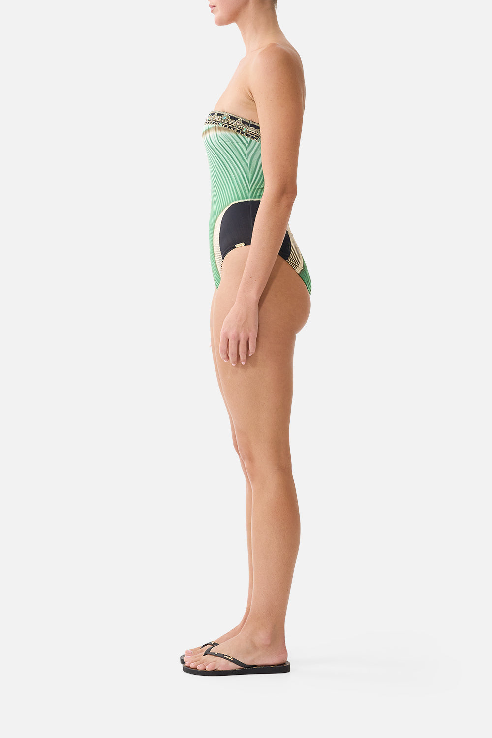 The Bandeau One Piece With Removable Straps in print A Wink To The Wild