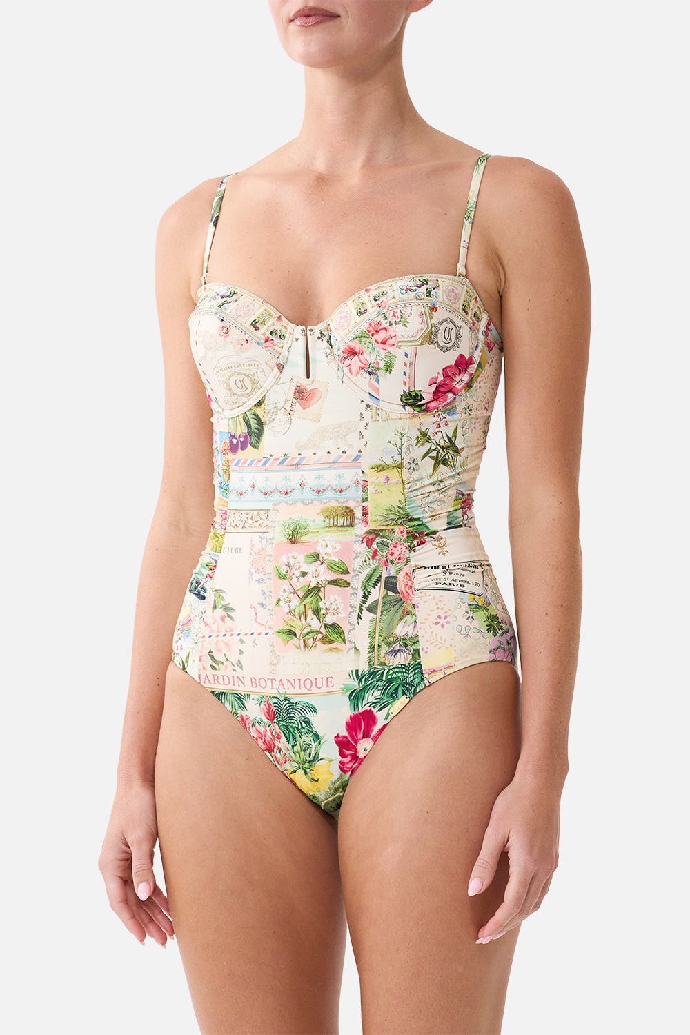 UNDERWIRE CUPPED ONE PIECE W SIDE RUCHING LA BELLE BOTANIQUE