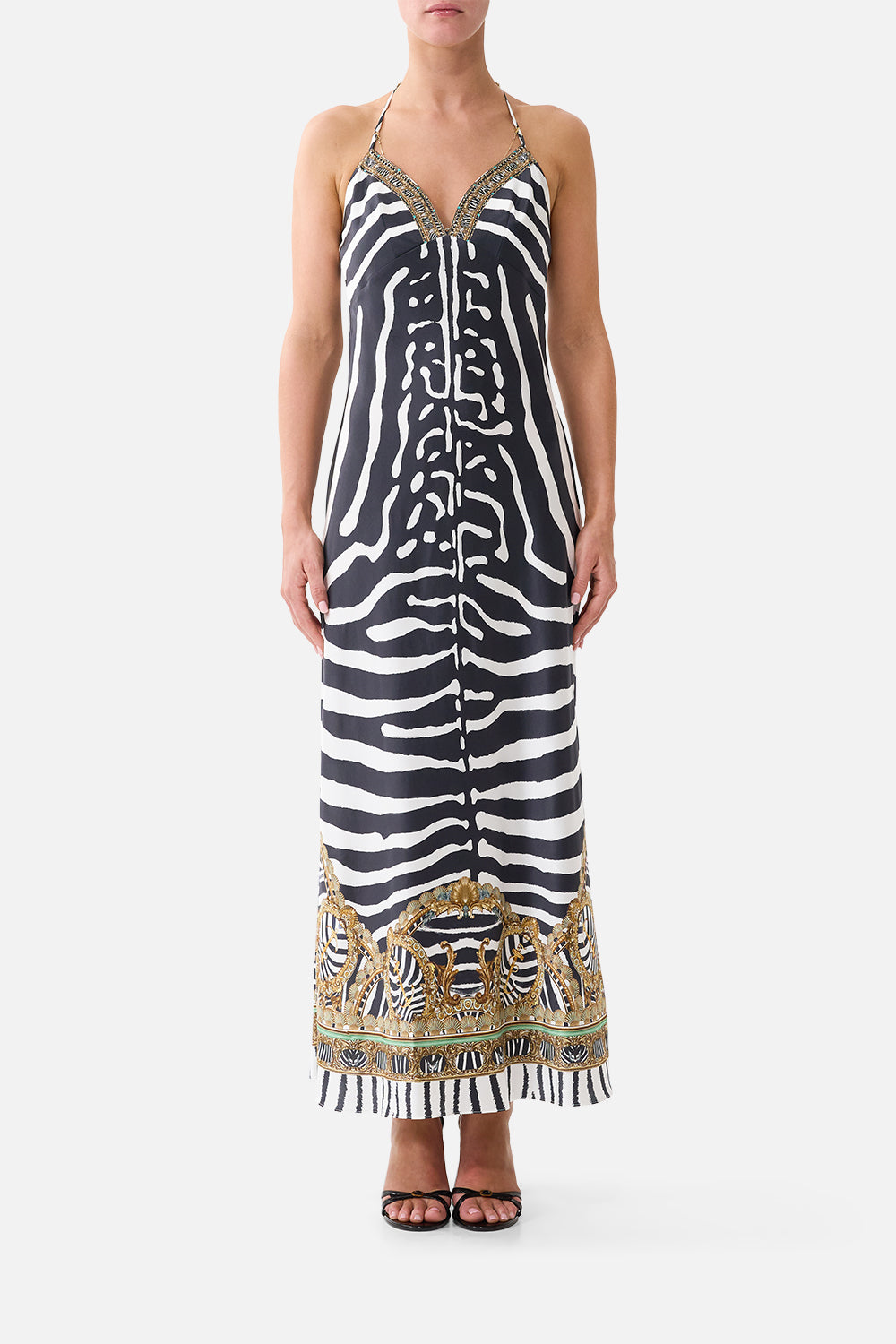 The Chain Detail Slip Dress in print Zig Zag Zoo