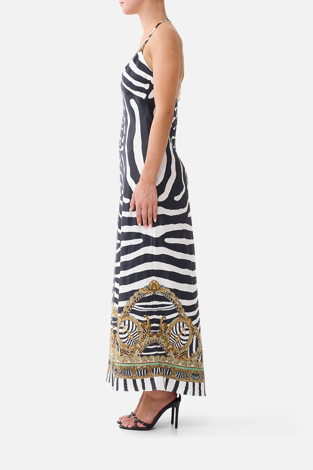 The Chain Detail Slip Dress in print Zig Zag Zoo