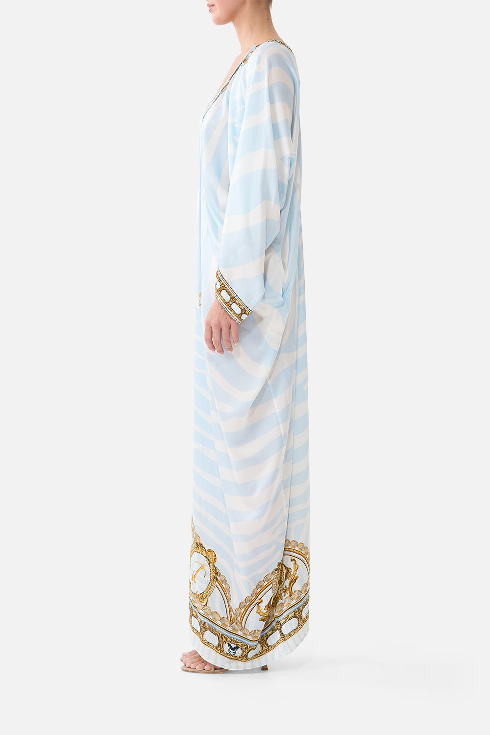 The Long Draped Kaftan in print Spirit Of Stripes
