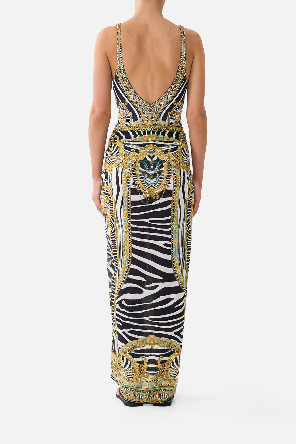 The CAMILLA Multi Wear Long Sarong in Print Zig Zag Zoo. Model View