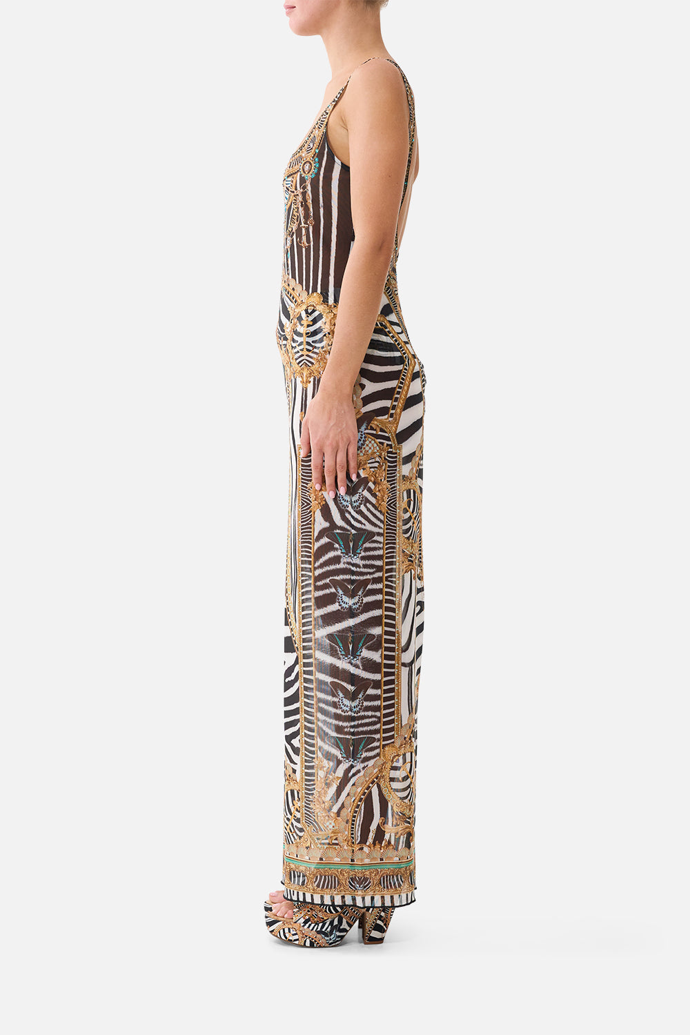 The Square Neck Beach Maxi Dress With Low Back in print Zig Zag Zoo