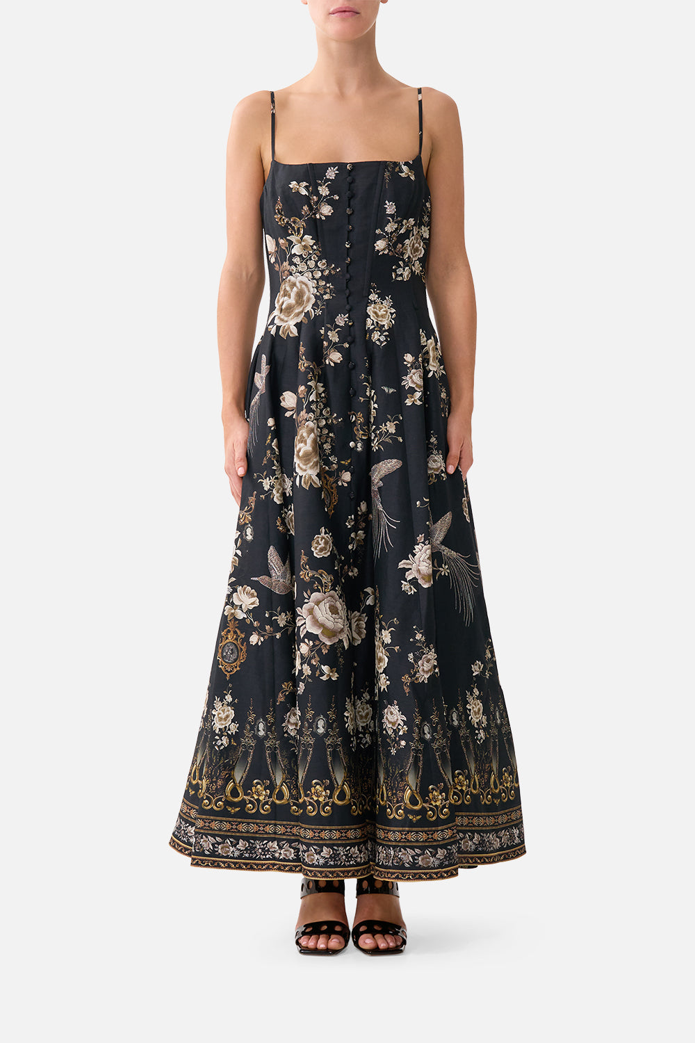 The CAMILLA WIDE LEG TROUSER WITH FRONT POCKETS MAGIC OF THE MERCADO in our  print.