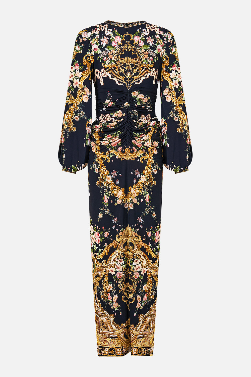 WAISTED DRAPED JERSEY DRESS VERSAILLES OR DIE
