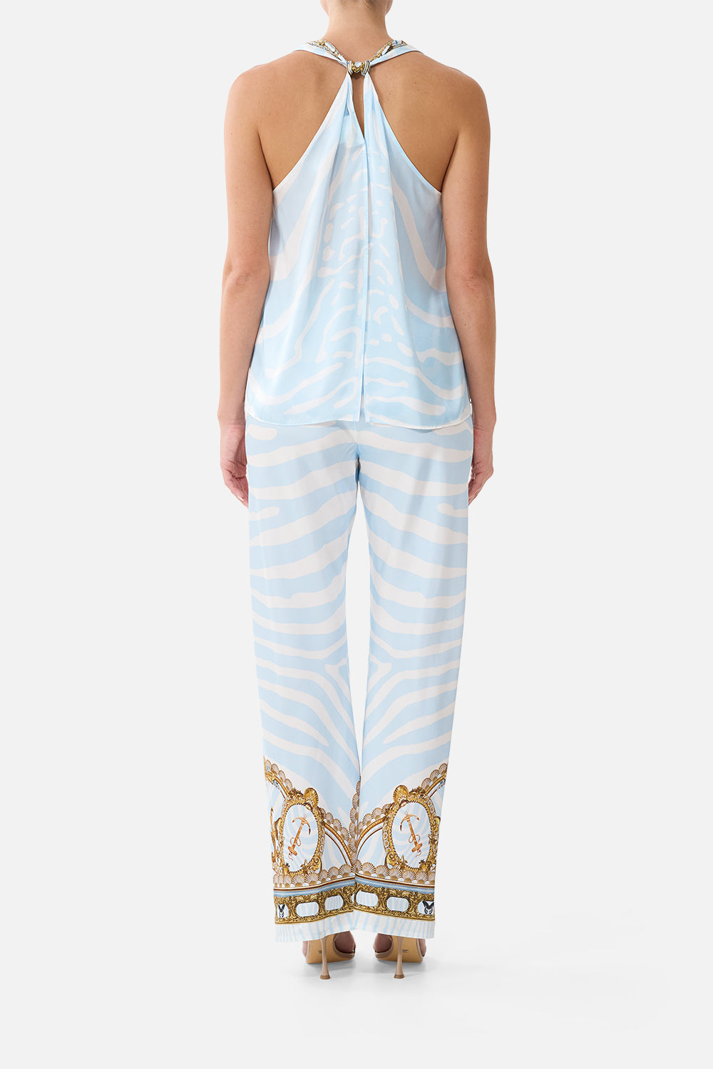 The V Neck Top With Knot Back in print Spirit Of Stripes