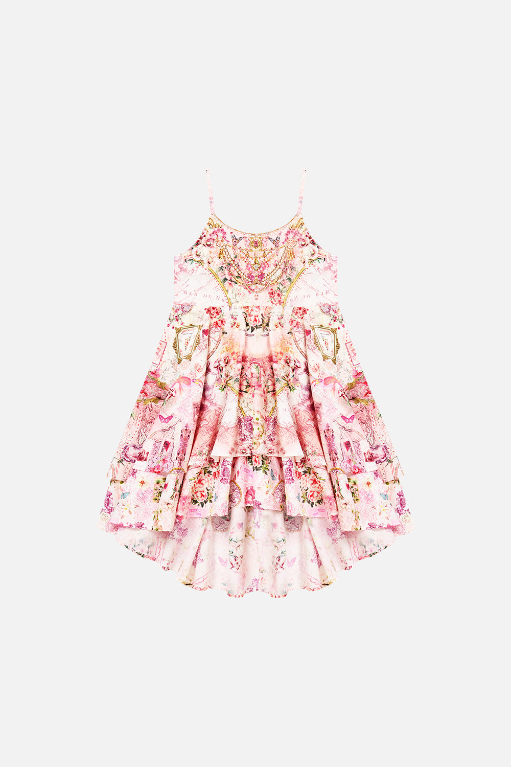KIDS ROUND NECK LAYERED HIGH LOW DRESS JOURNAL DE VOYAGE