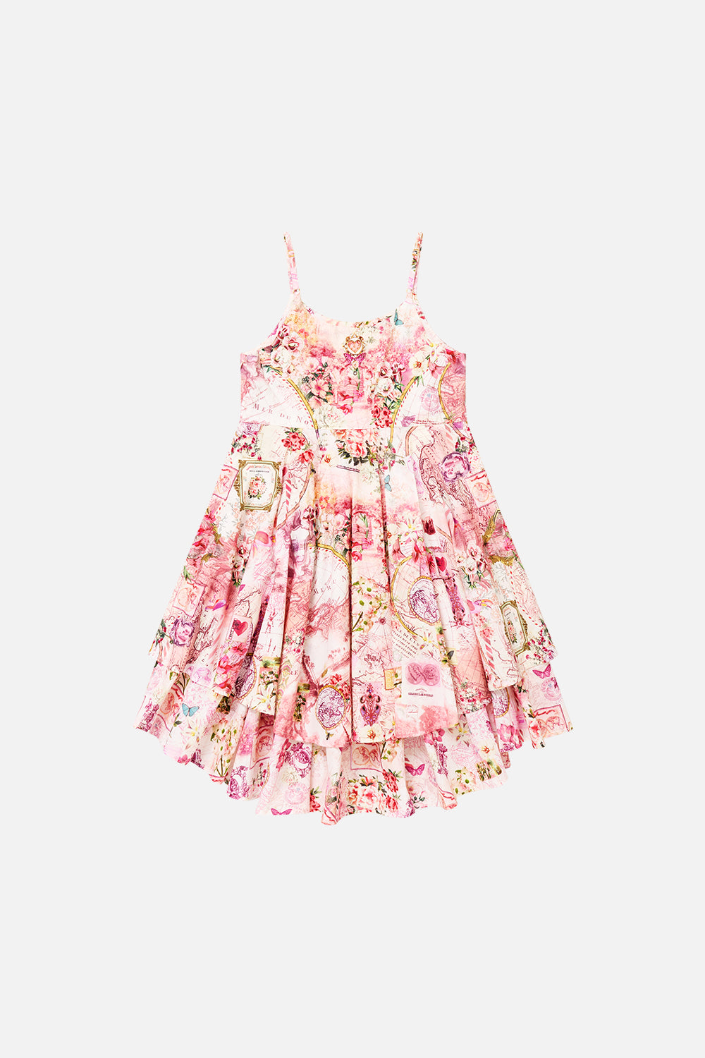 KIDS ROUND NECK LAYERED HIGH LOW DRESS JOURNAL DE VOYAGE