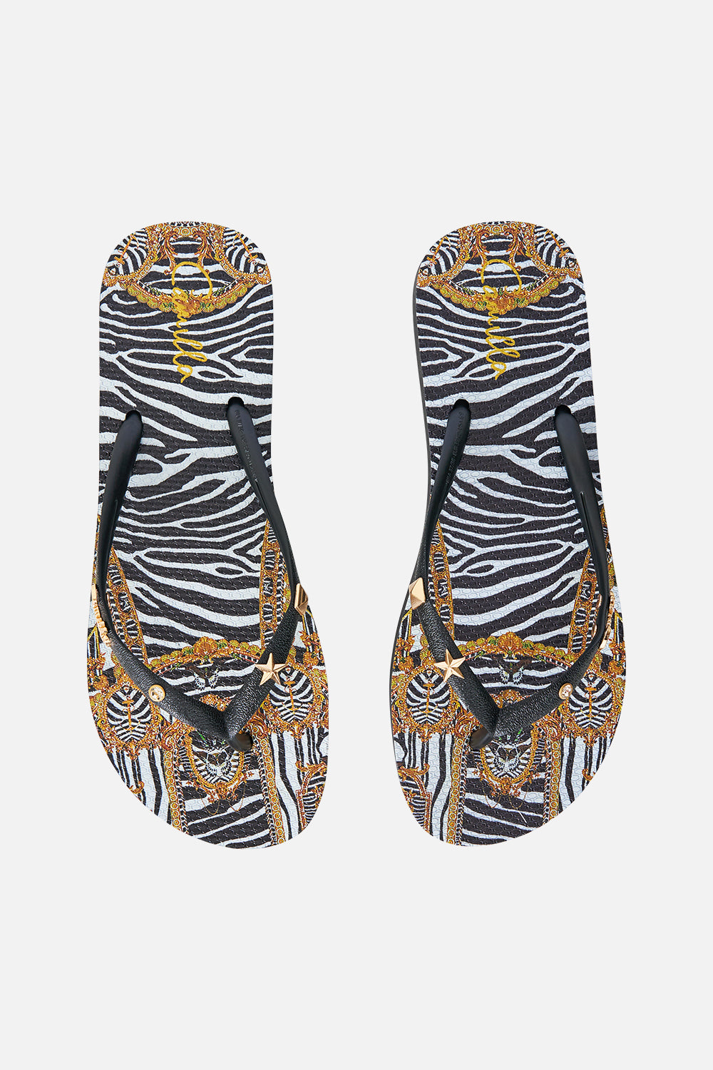 The CAMILLA Thongs in our Zig Zag Zoo print, fabric detail.