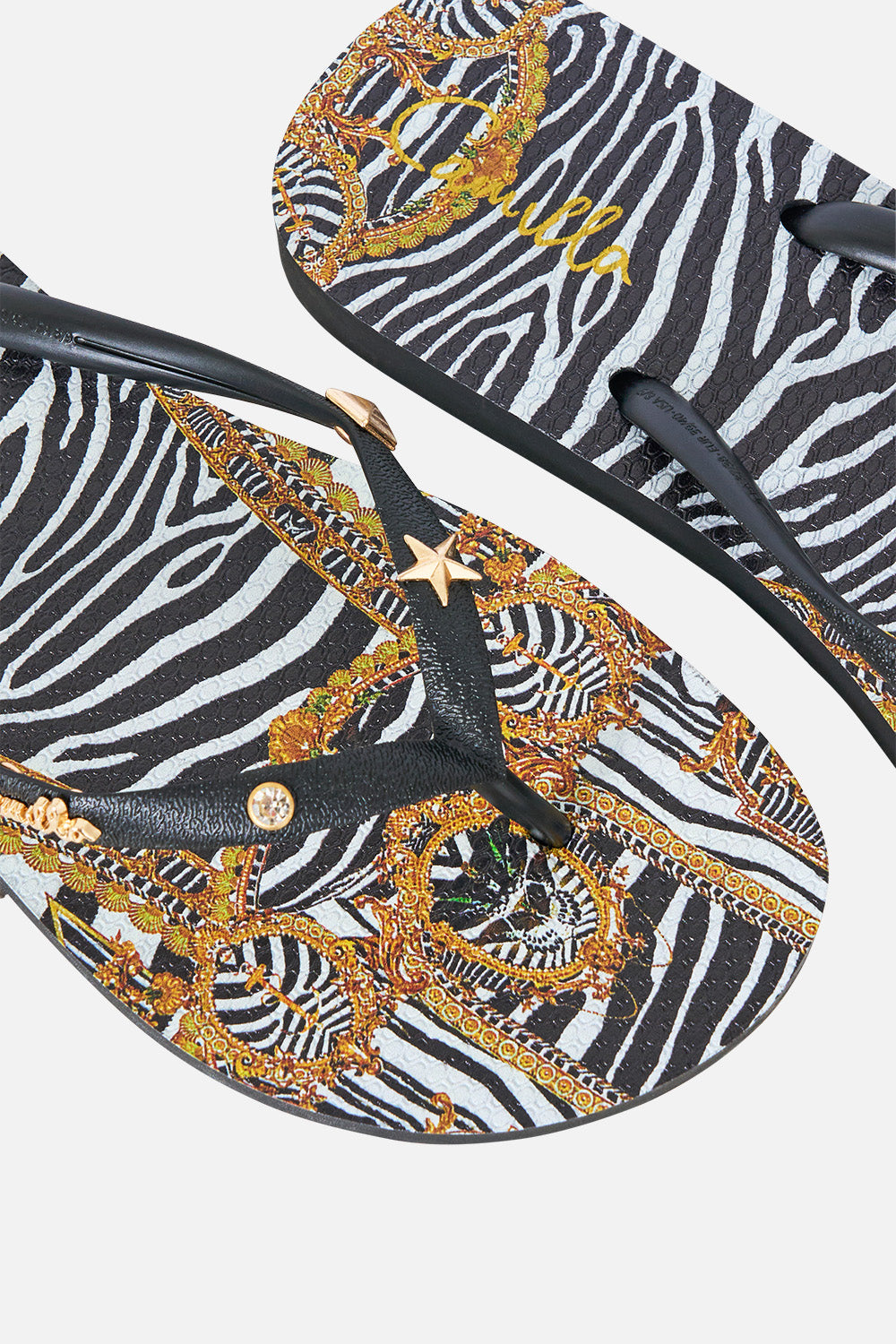 The CAMILLA Thongs in our Zig Zag Zoo print.
