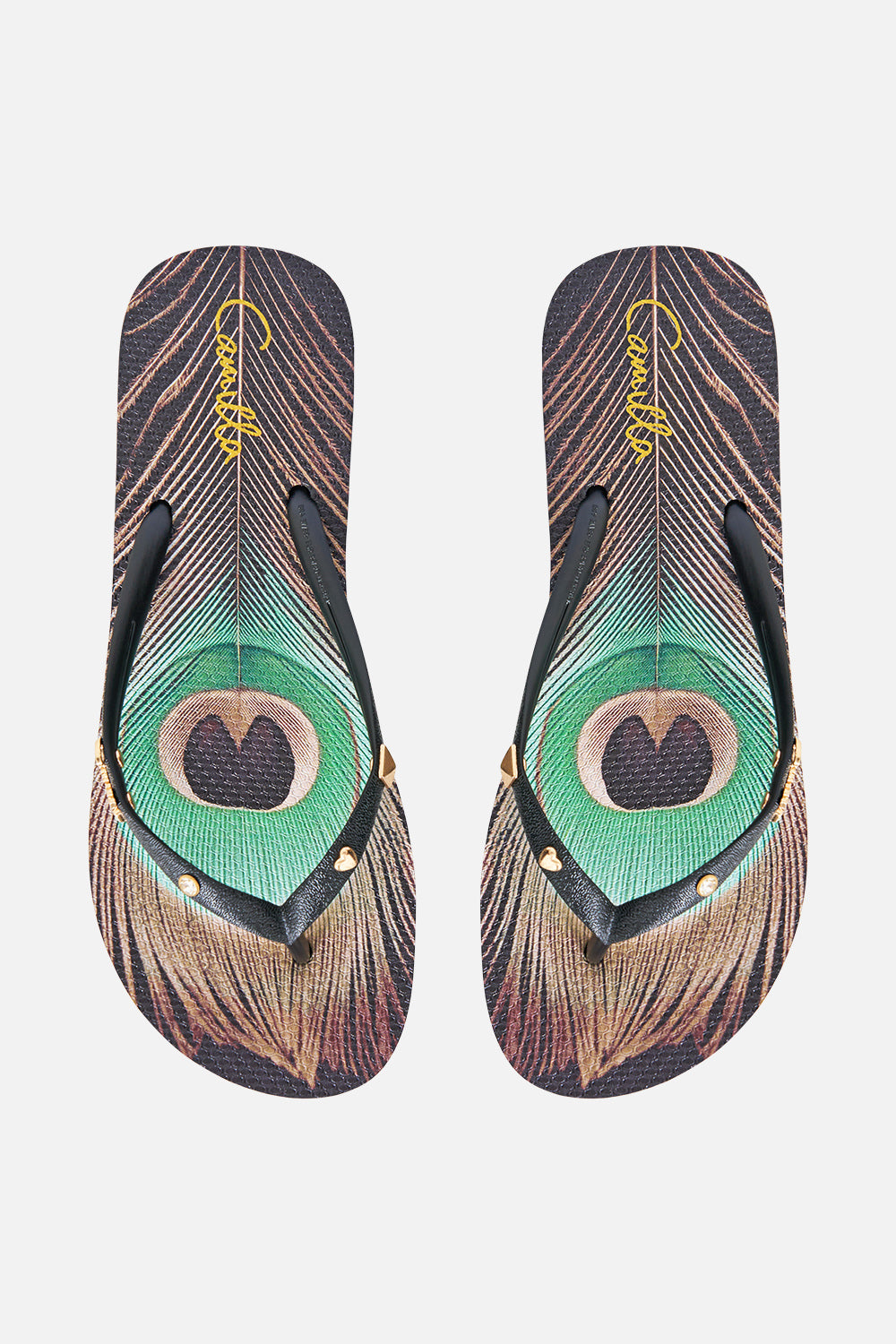 The CAMILLA Thongs in our A Wink to the Wild print, fabric detail.