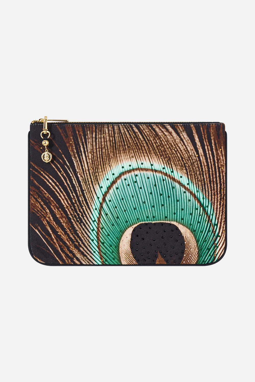 The CAMILLA Small Canvas Clutch in Print A Wink to the Wild. Ghost View Front