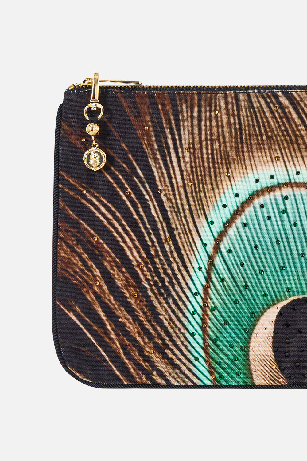 The CAMILLA Small Canvas Clutch in Print A Wink to the Wild. Ghost View