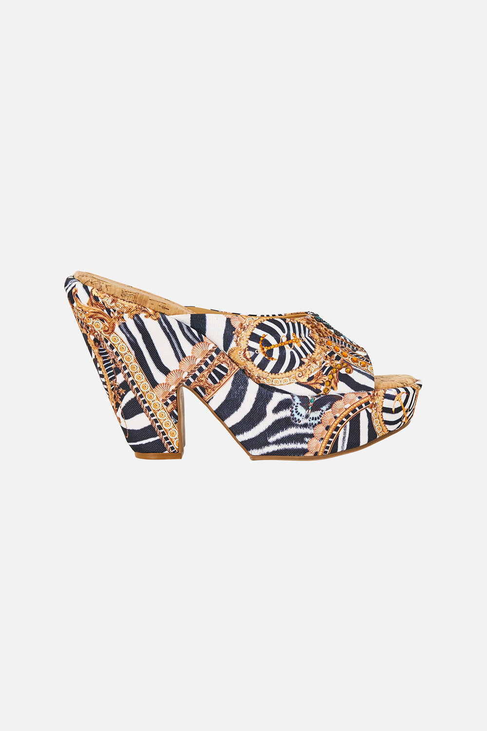 The CAMILLA Mule Heel in our Zig Zag Zoo print, front view.