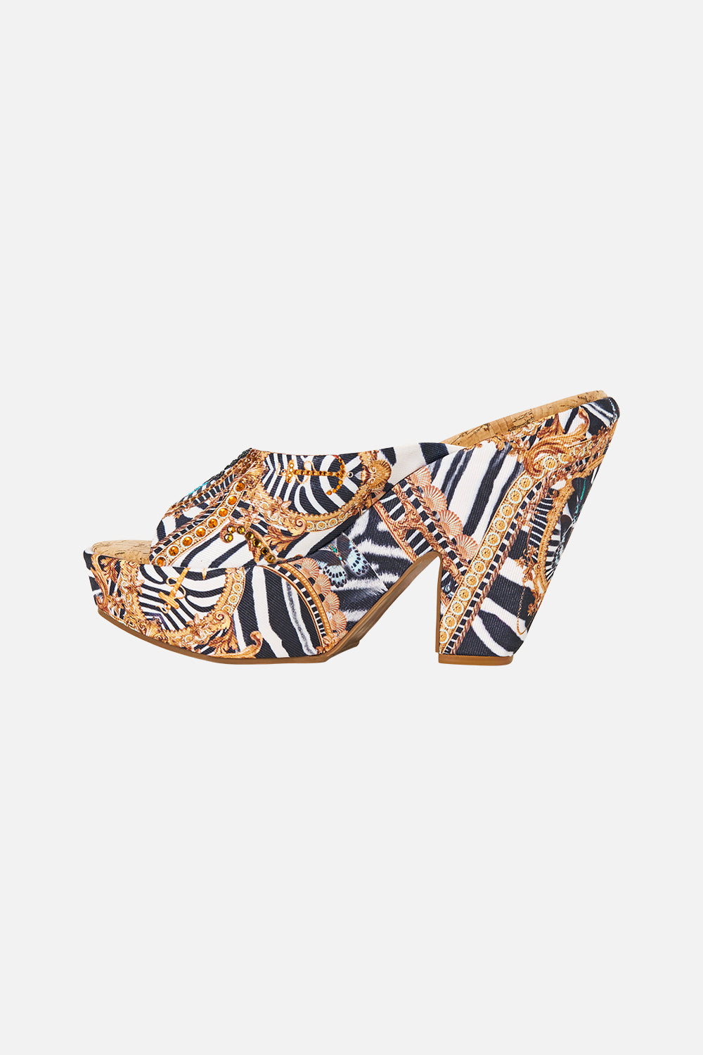 The CAMILLA Mule Heel in our Zig Zag Zoo print, back view.