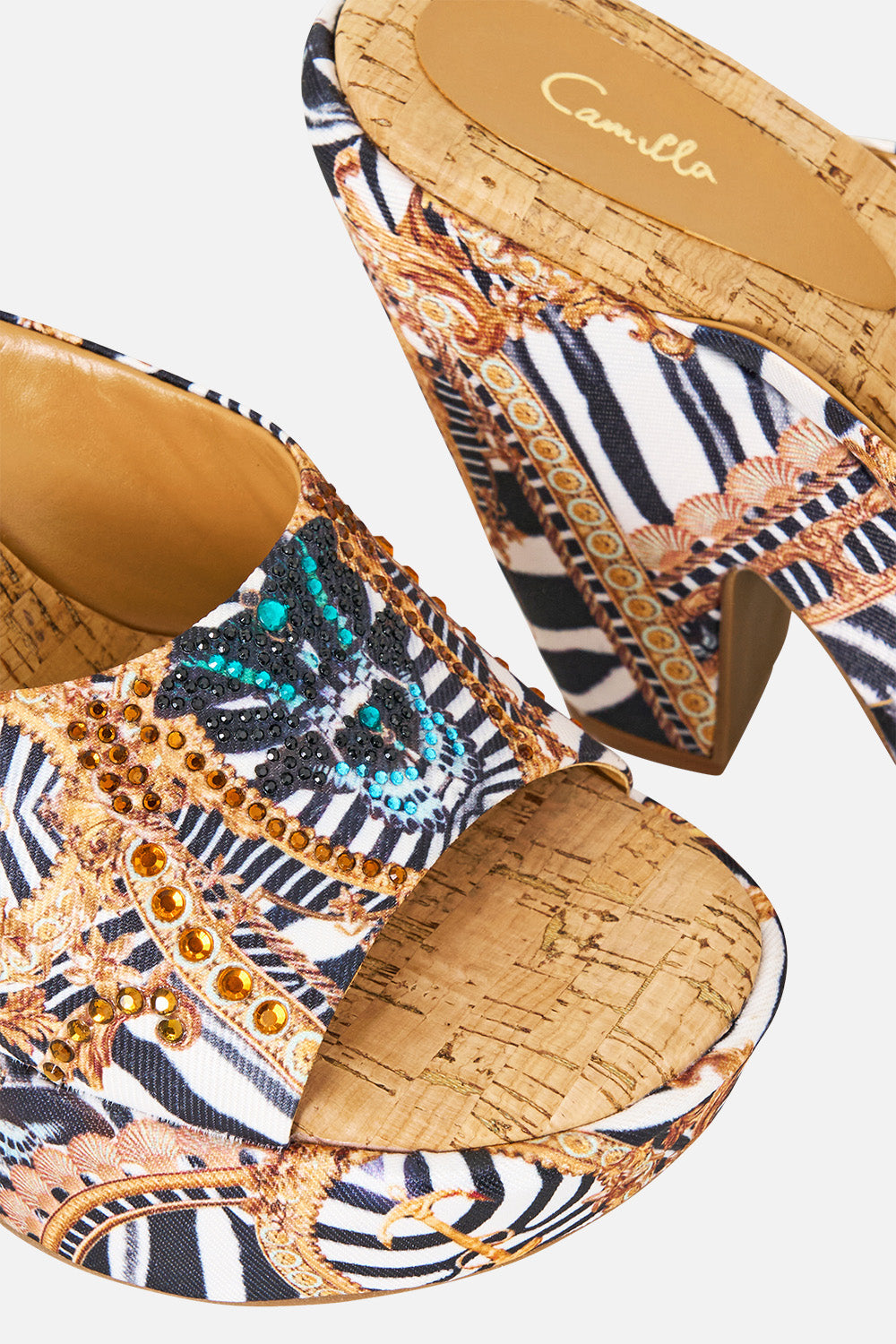 The CAMILLA Mule Heel in our Zig Zag Zoo print.