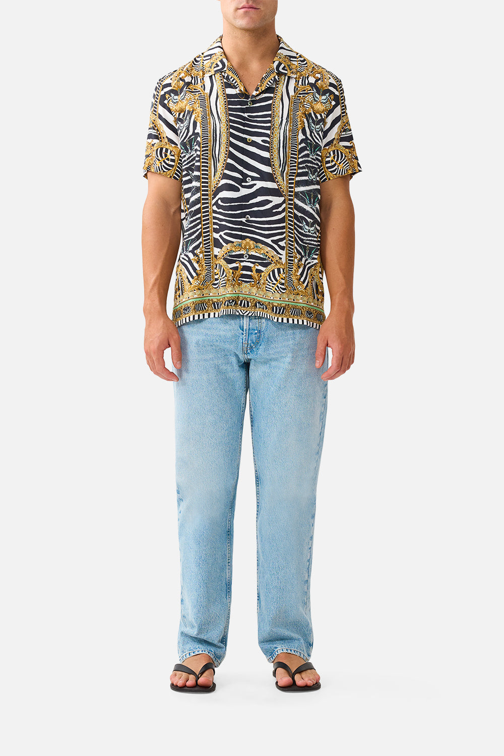 The Short Sleeve Camp Collared Shirt in print Zig Zag Zoo