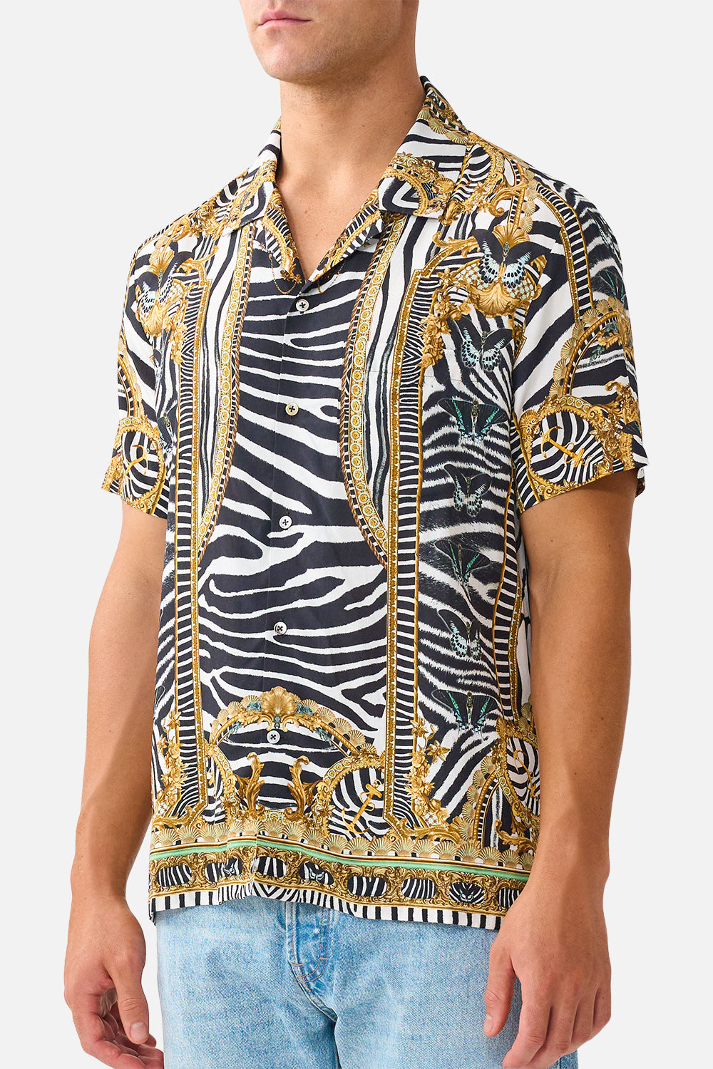 The Short Sleeve Camp Collared Shirt in print Zig Zag Zoo
