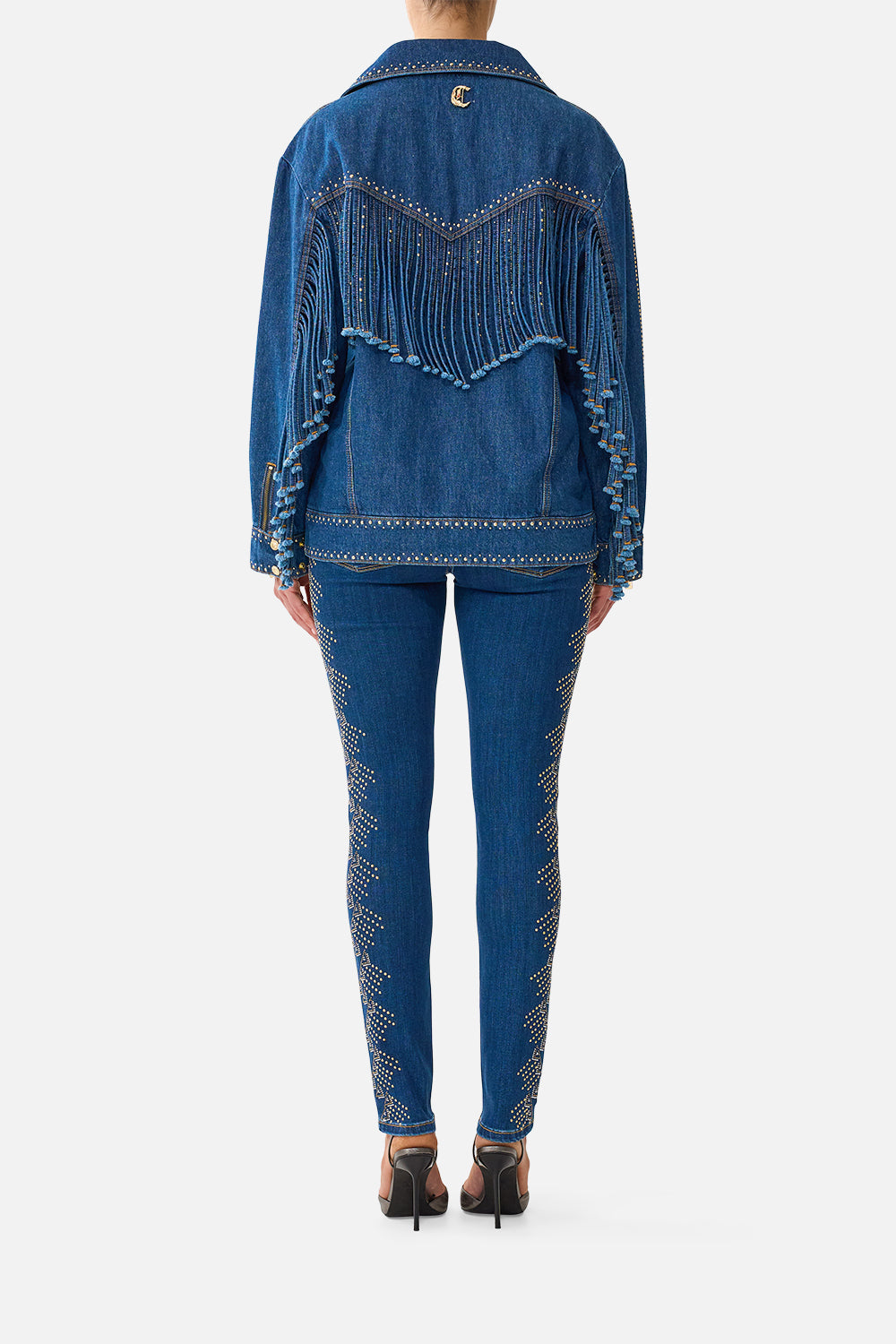 The CAMILLA Riyeka Skinny Jean in Denim. Model View