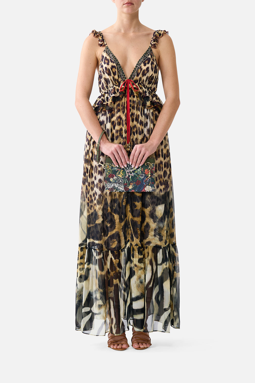 The CAMILLA Clutch With Wristlet Leotigra Land in our Leotigra Land print.