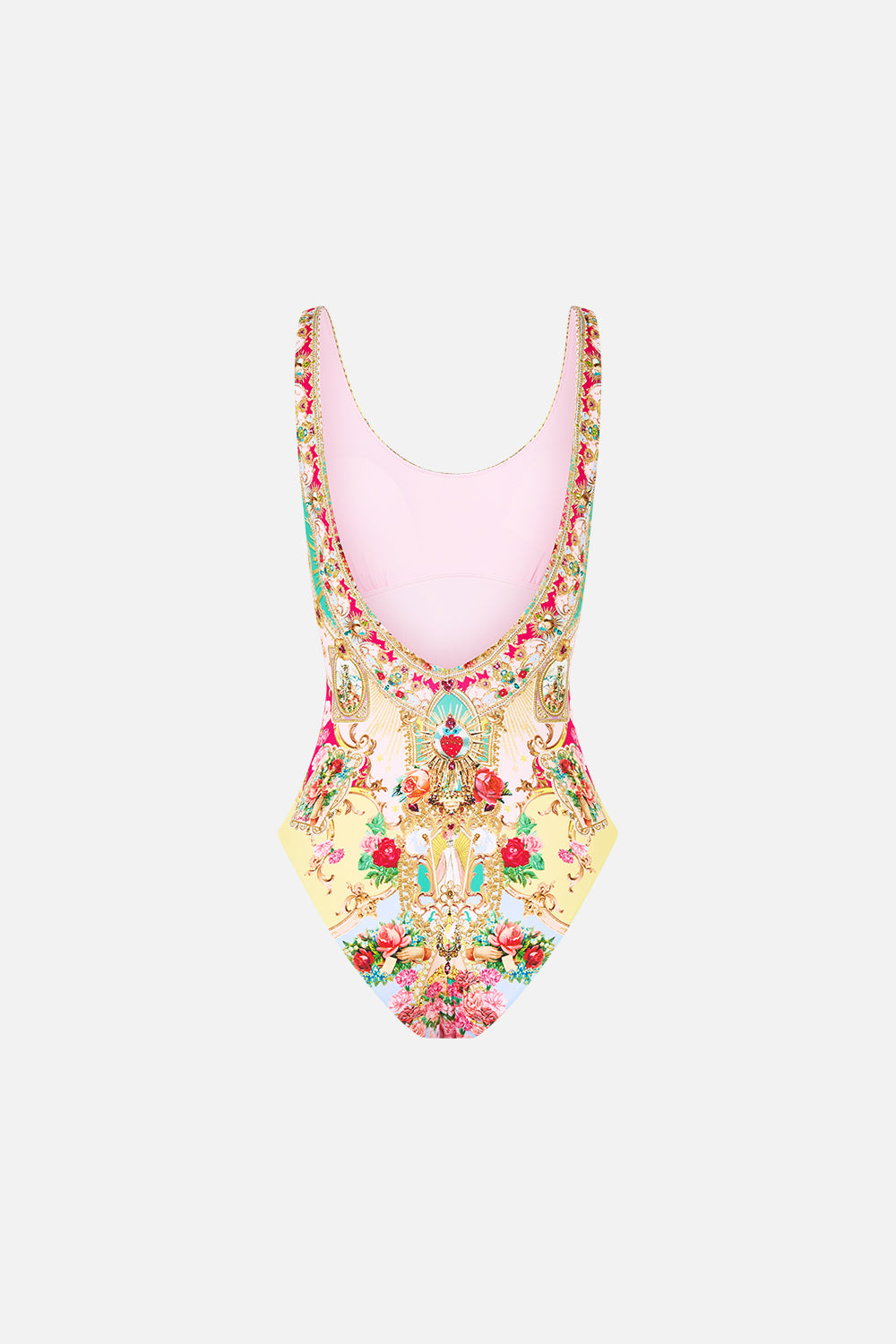 MAILLOT DE BAIN UNE PIÈCE À BRETELLES LARGES ET COL ROND AVEC DOS ÉCHANCRÉ ET MOTIF PRIÈRES PEINTES
