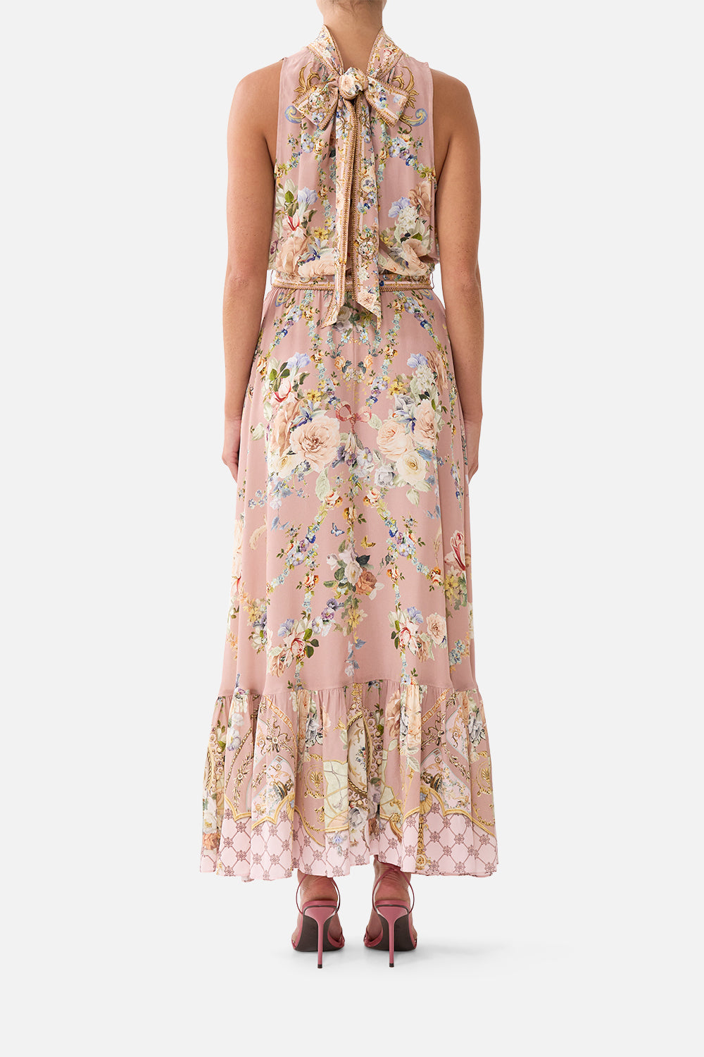 ROBE À NŒUD LAVALLIÈRE AVEC TAILLE ÉLASTIQUE CHAMBER OF BLOOMS