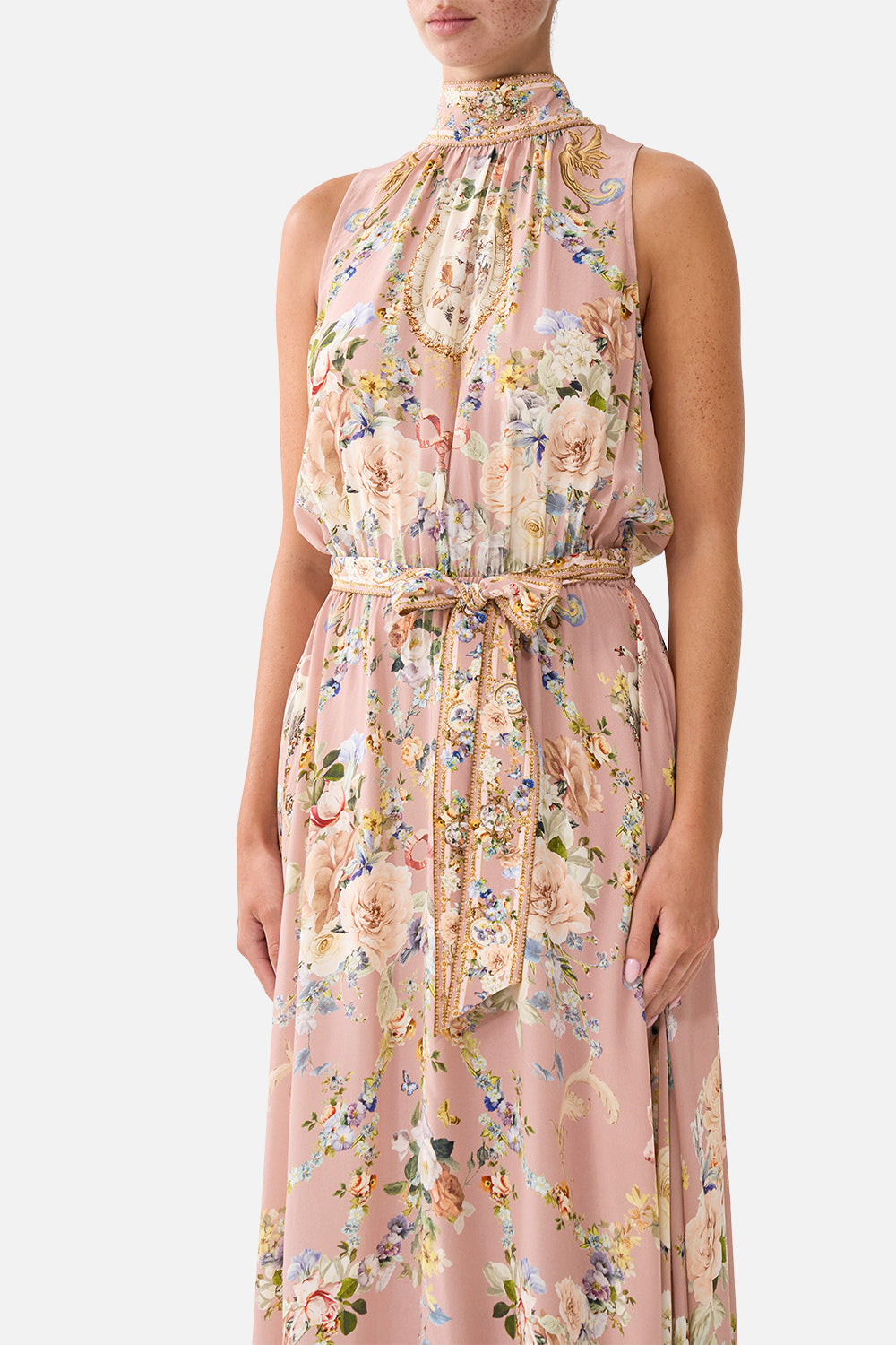 ROBE À NŒUD LAVALLIÈRE AVEC TAILLE ÉLASTIQUE CHAMBER OF BLOOMS