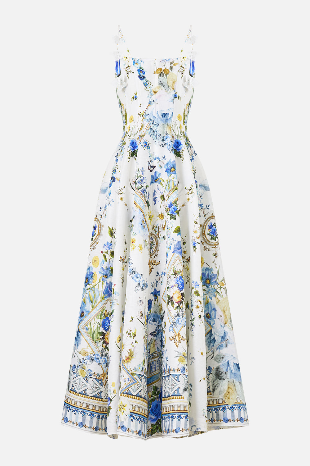 CORSET DRESS WITH LONG FLARED SKIRT DANDELION SKIES