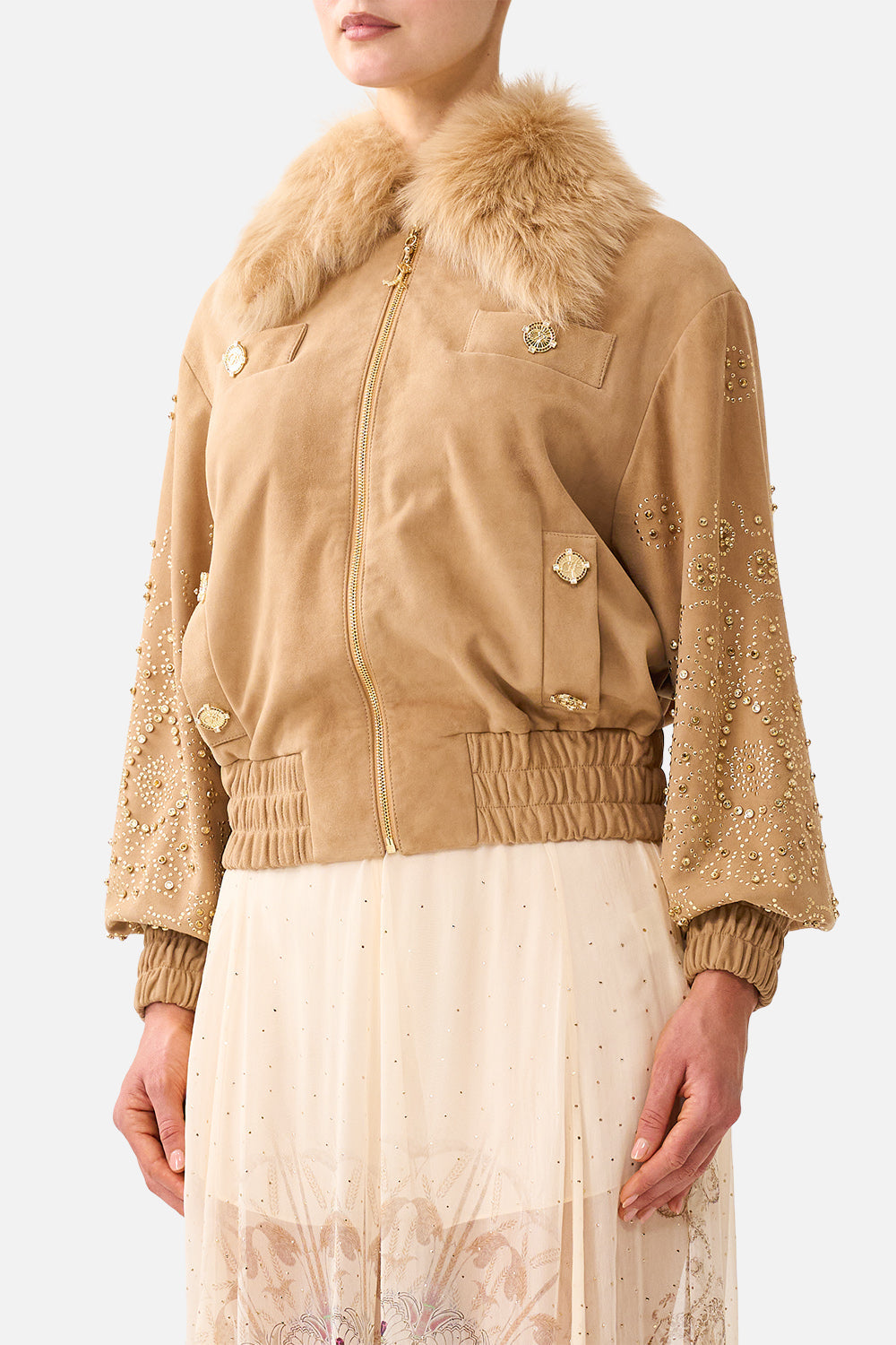 LEATHER BOMBER WITH POCKET DETAILS A MEETING OF MASTERPIECES