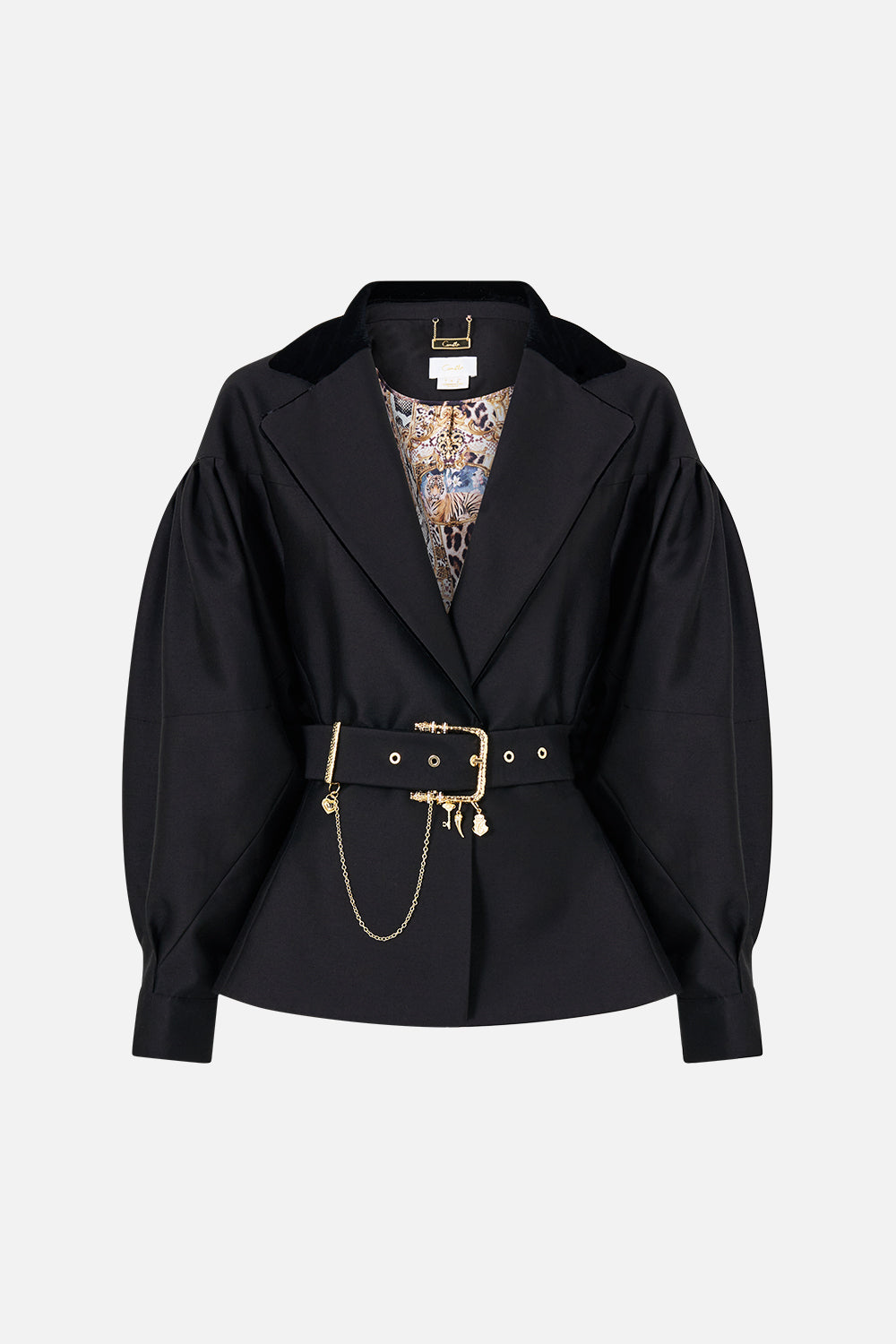 The CAMILLA COLLARED JACKET WITH BELT LEOPARD LIBERTINE