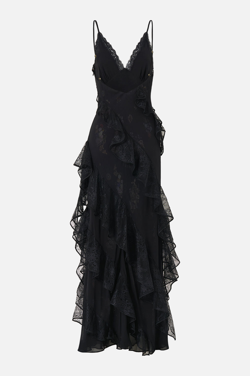 ROBE NUIT DE JARDIN À VOLANTS ASYMÉTRIQUES