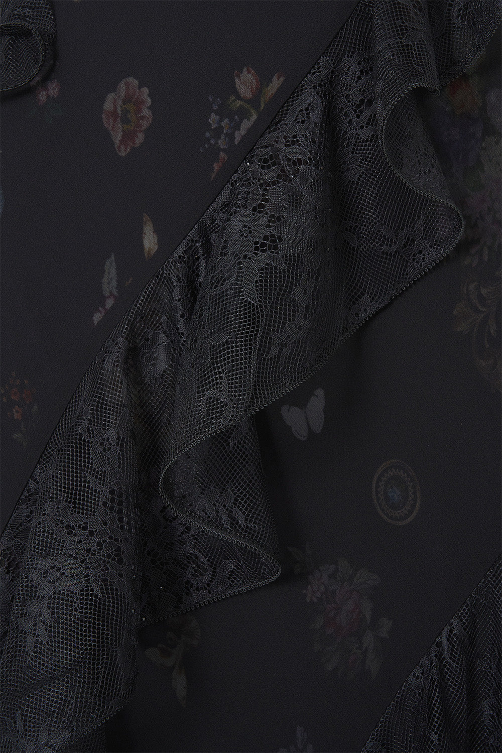 ROBE NUIT DE JARDIN À VOLANTS ASYMÉTRIQUES