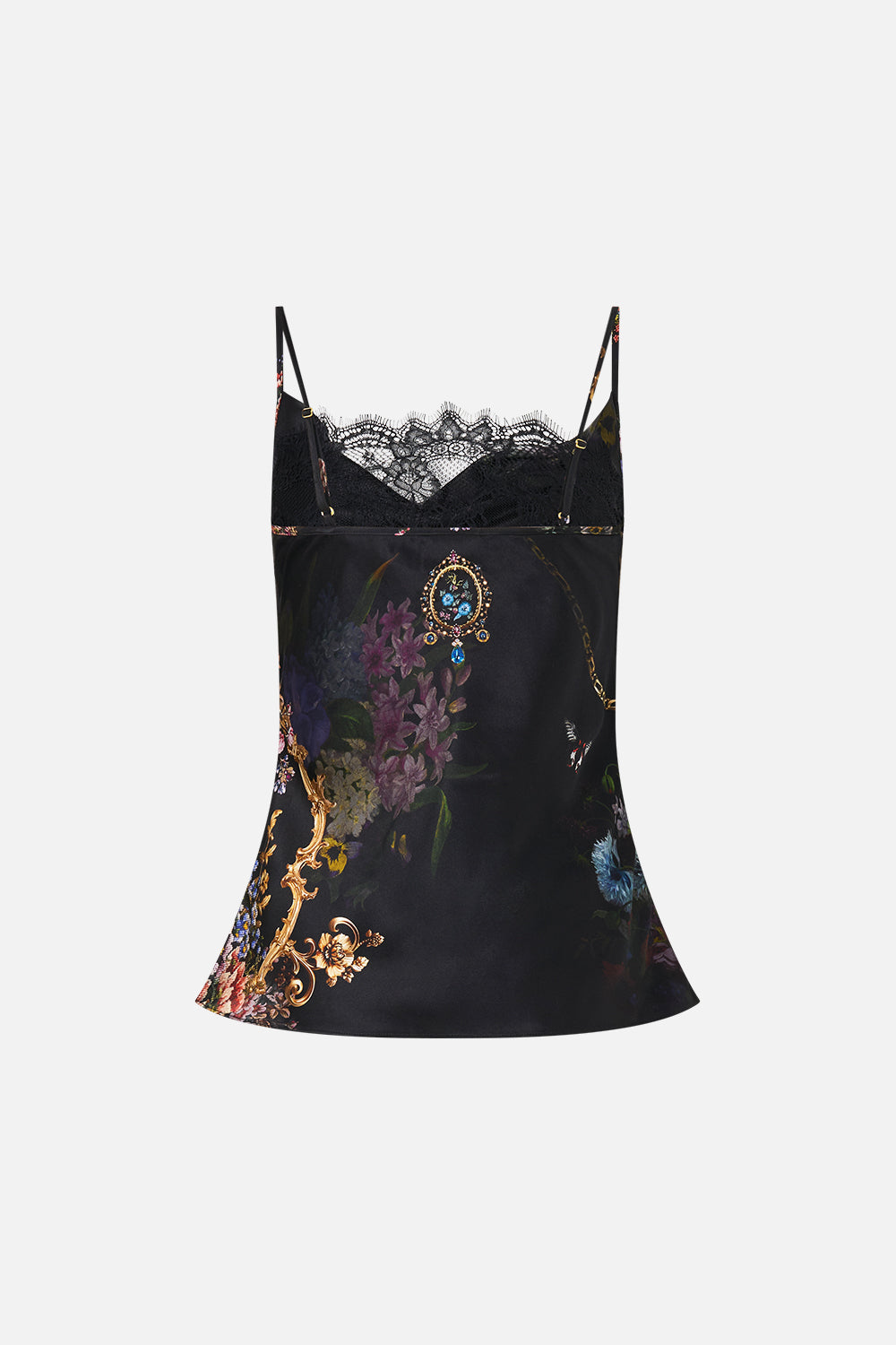 COWL NECK CAMI WITH LACE NIGHT GARDEN