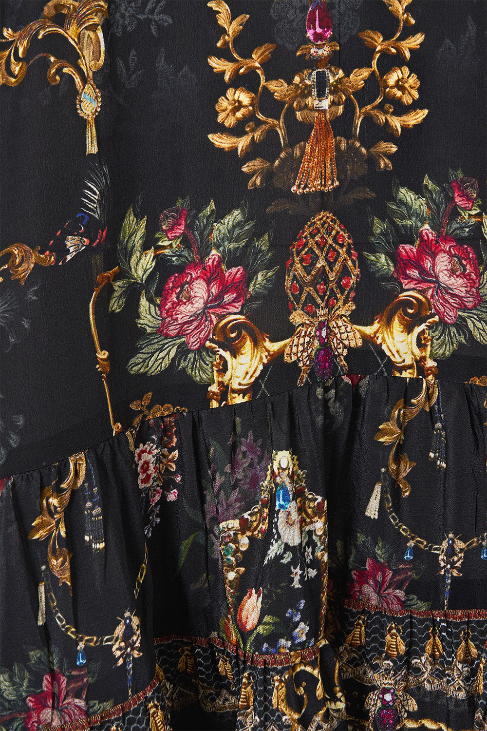 ROBE À PANNEAUX FRONCÉS TRAPÈZE NUIT AU JARDIN