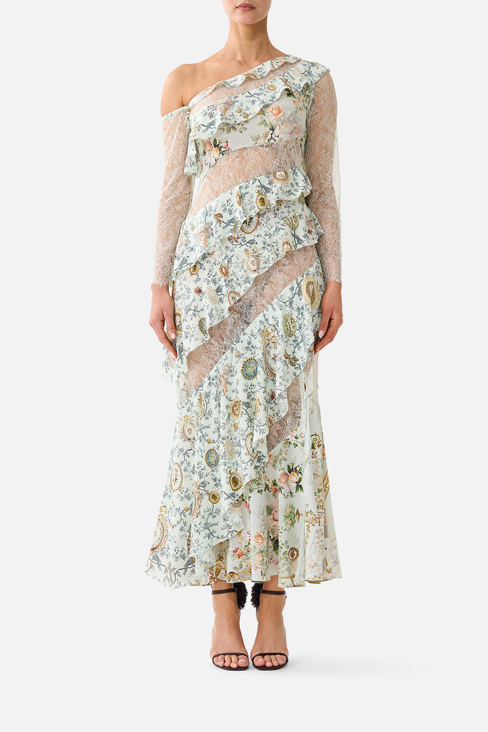 ROBE ASYMÉTRIQUE À VOLANTS AVEC EMPRÊSSEMENTS WILDFLOWER WUNDERLAND