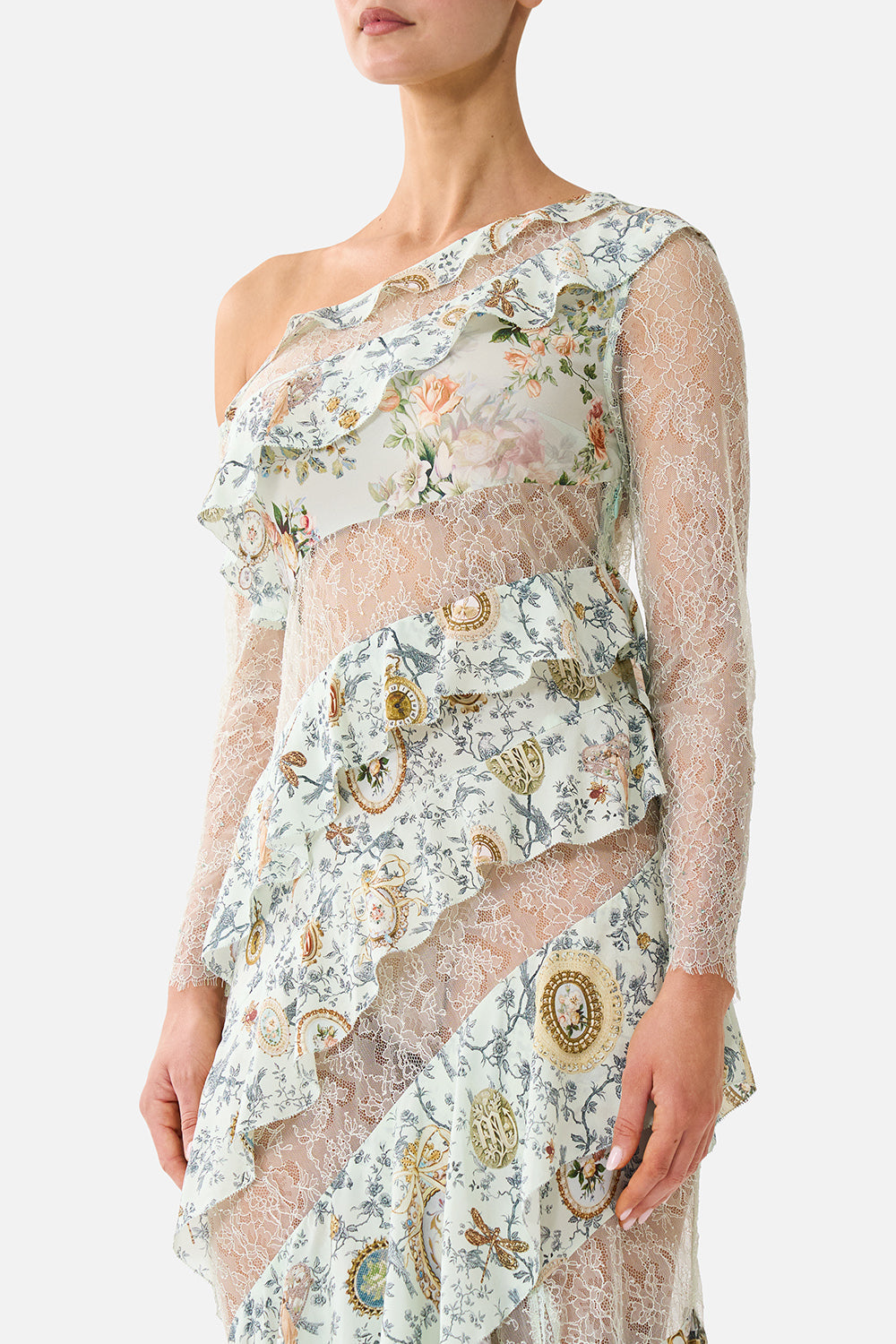 ROBE ASYMÉTRIQUE À VOLANTS AVEC EMPRÊSSEMENTS WILDFLOWER WUNDERLAND