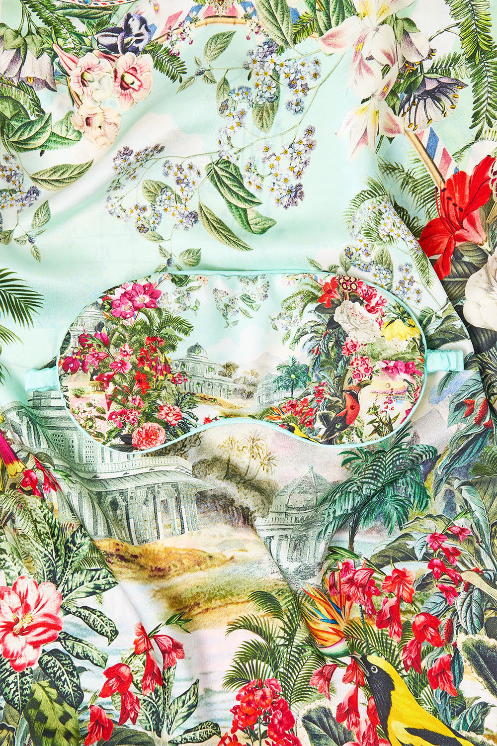 PILLOWCASE AND EYE MASK WITH TASSELS SET LA BELLE BOTANIQUE