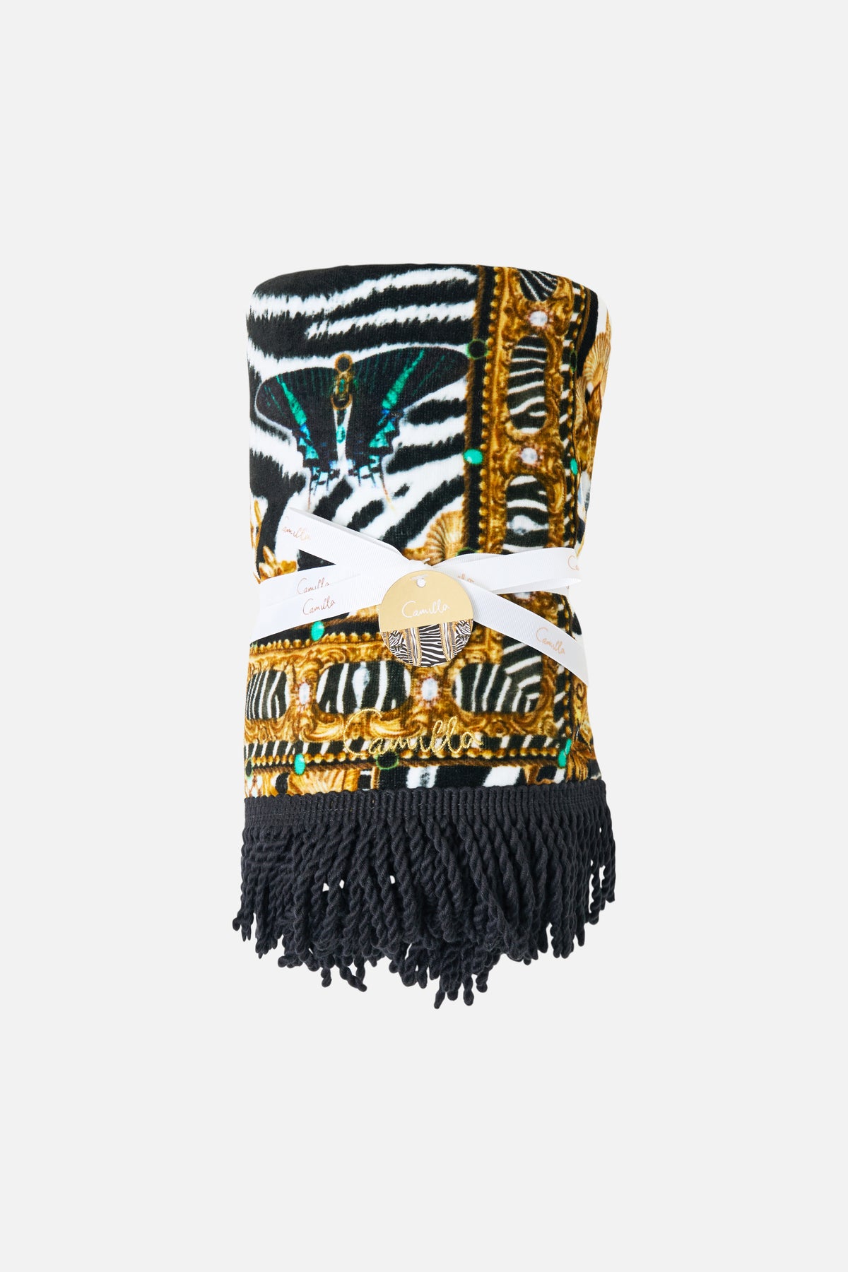 BEACH TOWEL WITH FRINGE ZIG ZAG ZOO