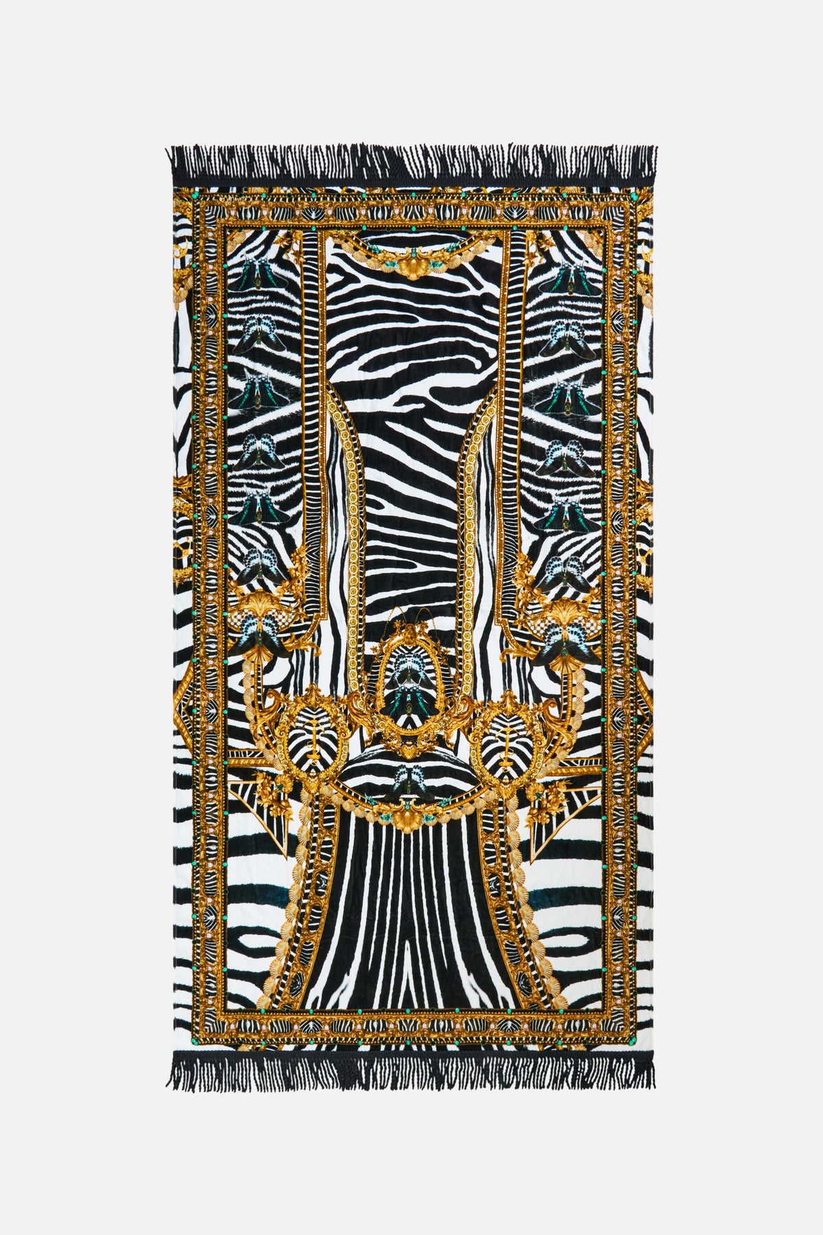 BEACH TOWEL WITH FRINGE ZIG ZAG ZOO